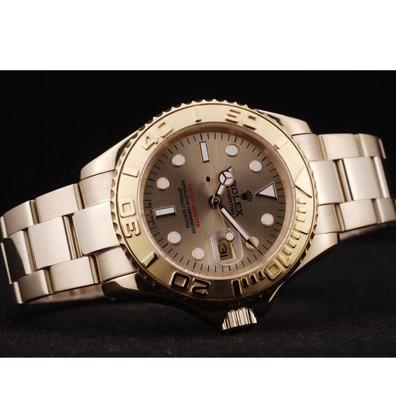 Aaa fake watches Rolex Gold Master Bezel 98232 Yacht Gold Dial 0818